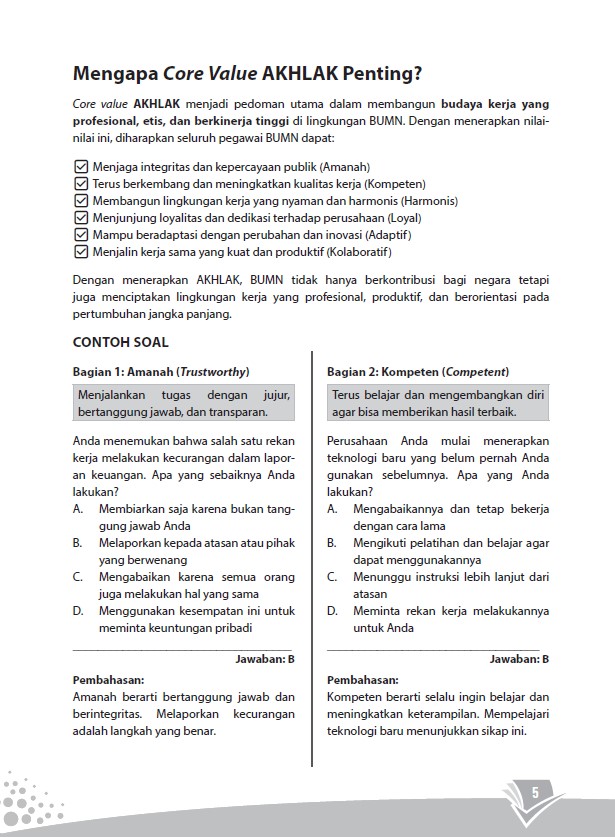 WANGSIT (Pawang Soal Sulit) BUMN - TKD + CORE VALUES