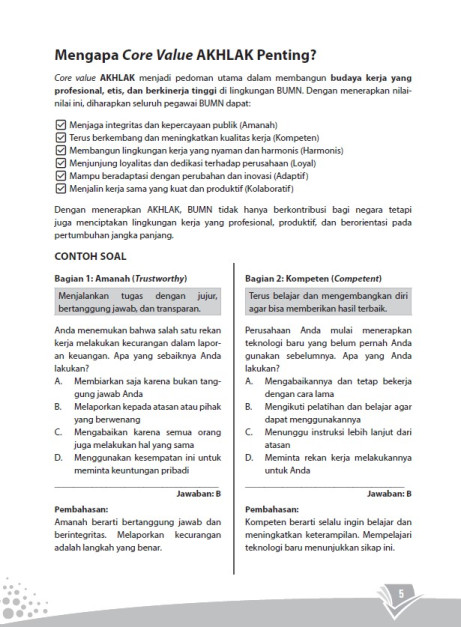 WANGSIT (Pawang Soal Sulit) BUMN - TKD + CORE VALUES